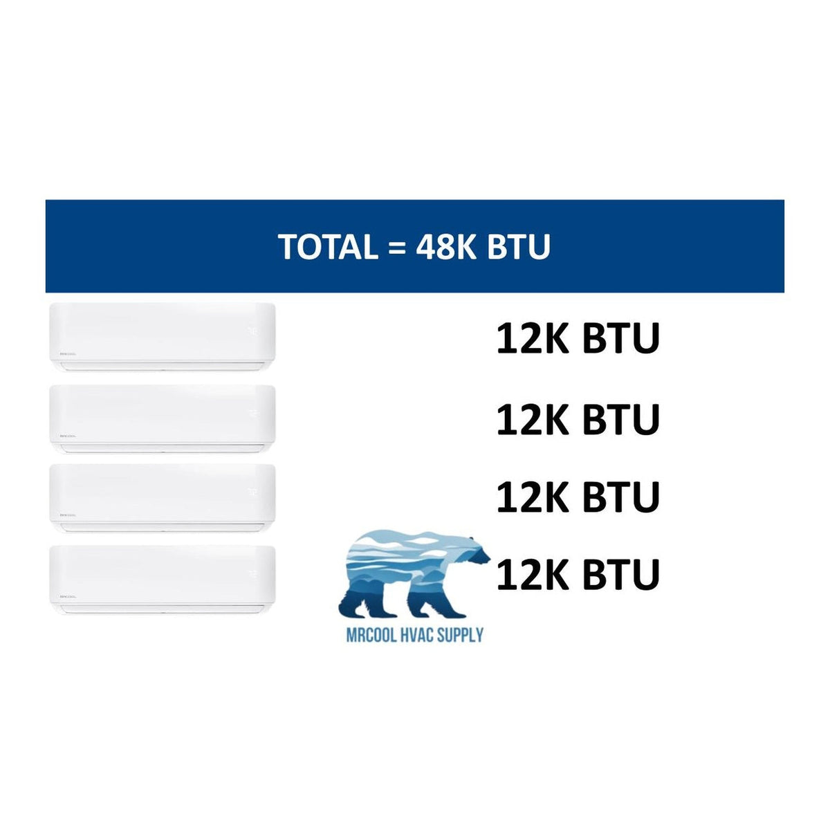 MRCOOL DIY Mini Split - 48,000 BTU 4 Zone Ductless Air Conditioner and Heat Pump with 35 ft. Install Kit, DIYM448HPW04C140