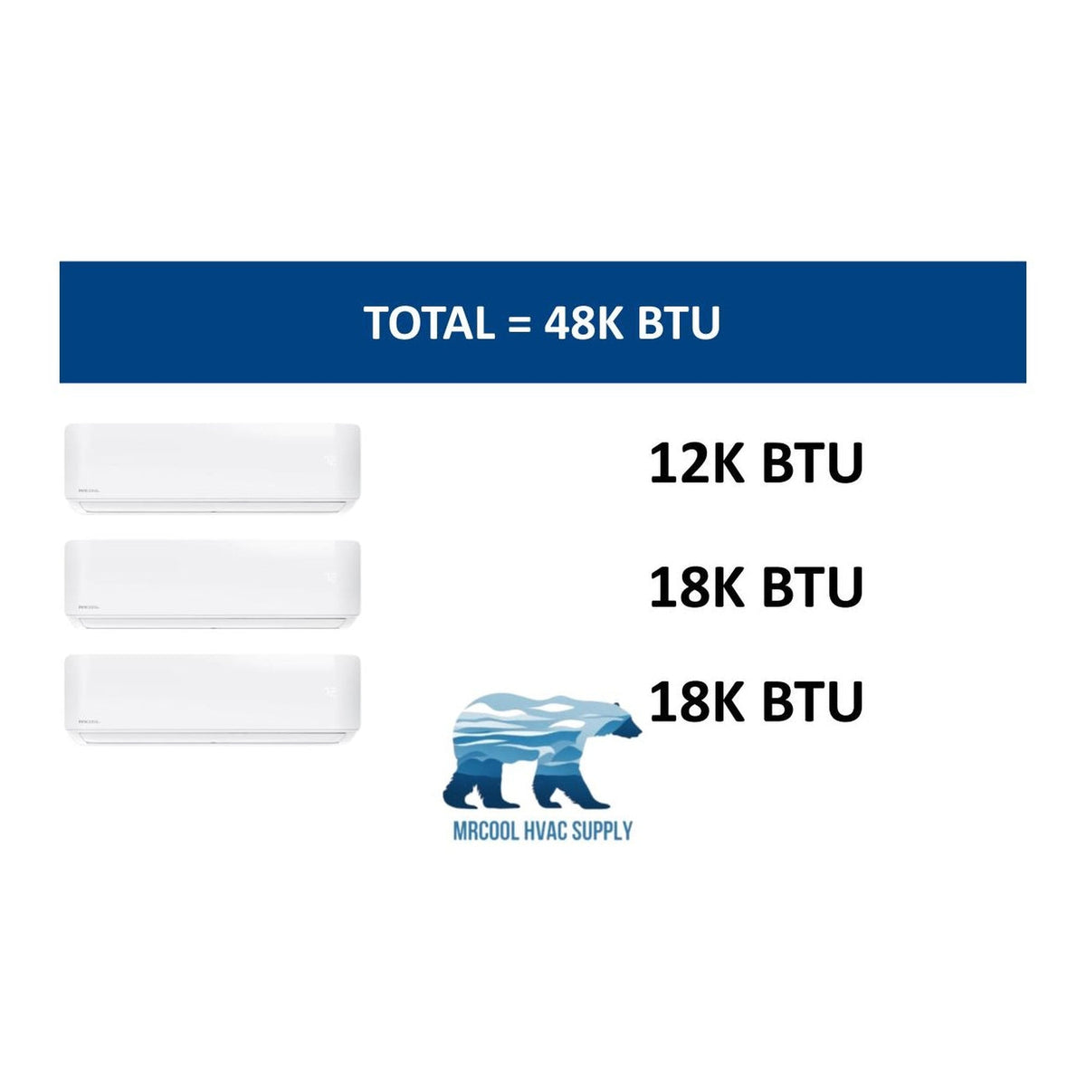 MRCOOL DIY Mini Split - 48,000 BTU 3 Zone Ductless Air Conditioner and Heat Pump, DIY-B-348HP121818