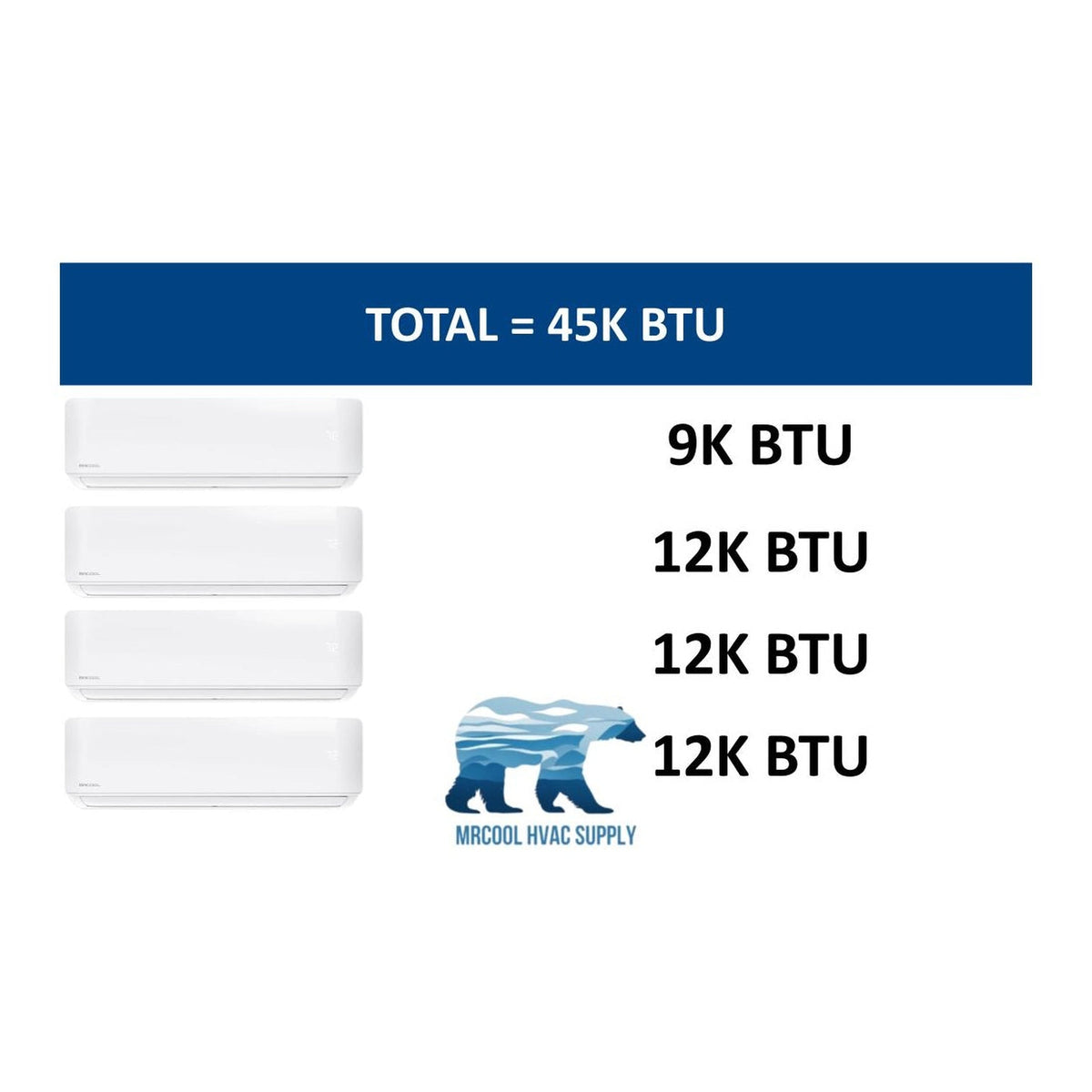 MRCOOL DIY Mini Split - 45,000 BTU 4 Zone Ductless Air Conditioner and Heat Pump with 35 ft. Install Kit, DIYM448HPW05C140