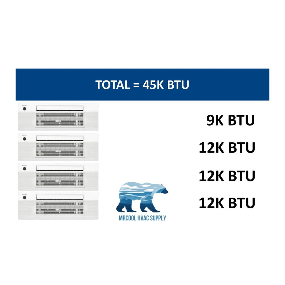 MRCOOL DIY Mini Split - 45,000 BTU 4 Zone Ceiling Cassette Ductless Air Conditioner and Heat Pump with 35 ft. Install Kit, DIYM448HPC05C140