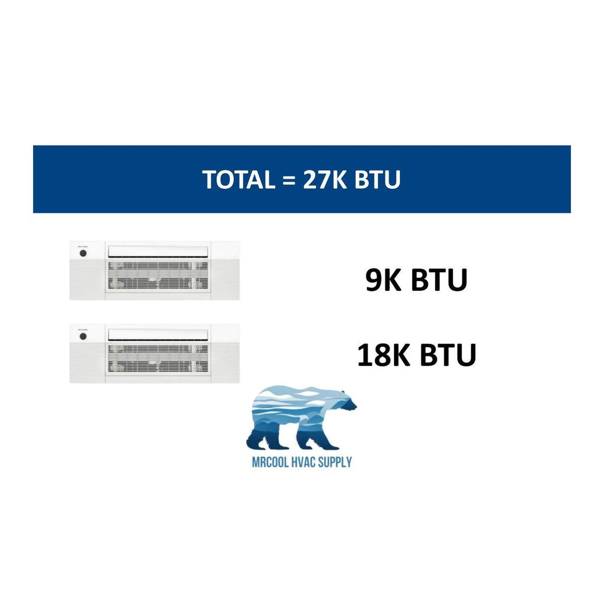 MRCOOL DIY Mini Split - 27,000 BTU 2 Zone Ceiling Cassette Ductless Air Conditioner and Heat Pump, DIY-BC-227HP0918