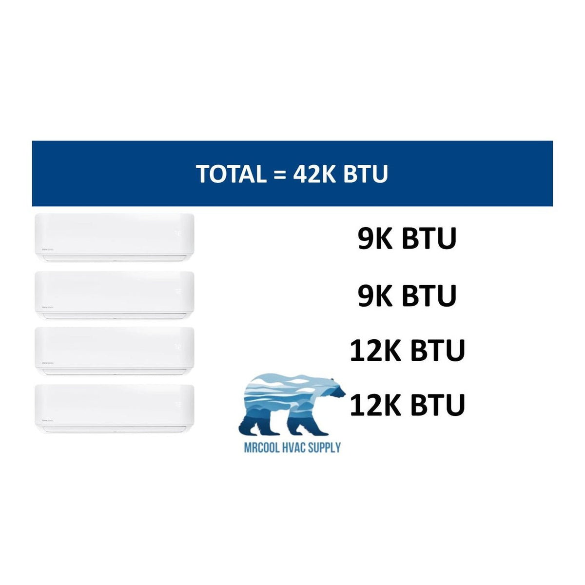 MRCOOL DIY Mini Split - 42,000 BTU 4 Zone Ductless Air Conditioner and Heat Pump with 35 ft. Install Kit, DIYM448HPW02C140