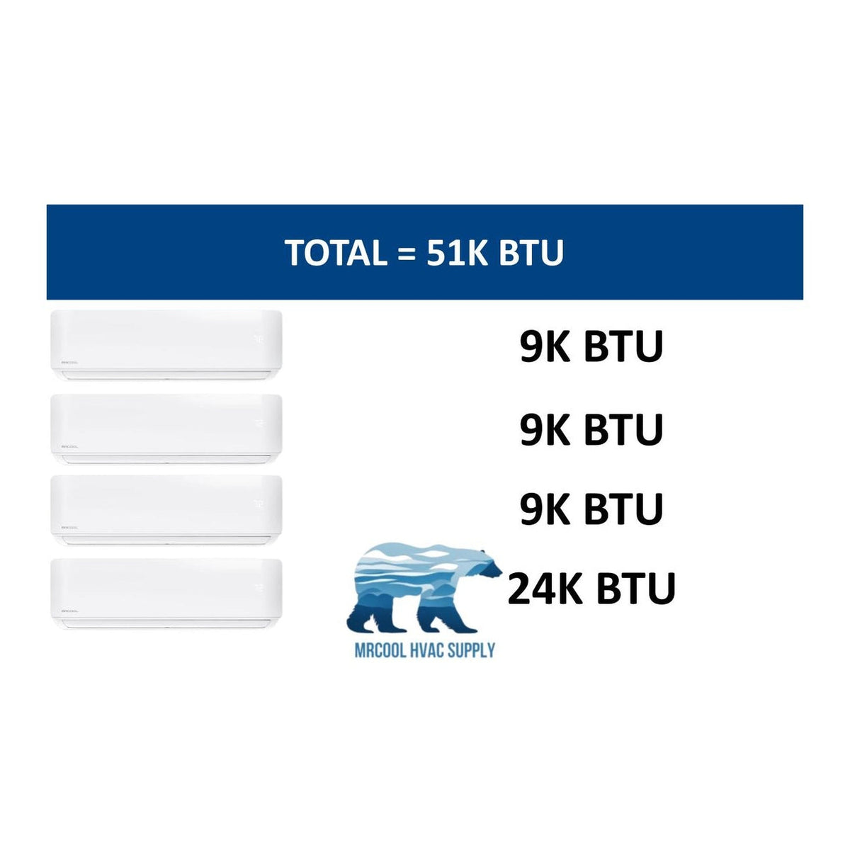 MRCOOL DIY Mini Split - 51,000 BTU 4 Zone Ductless Air Conditioner and Heat Pump with 35 ft. Install Kit, DIYM448HPW08C217