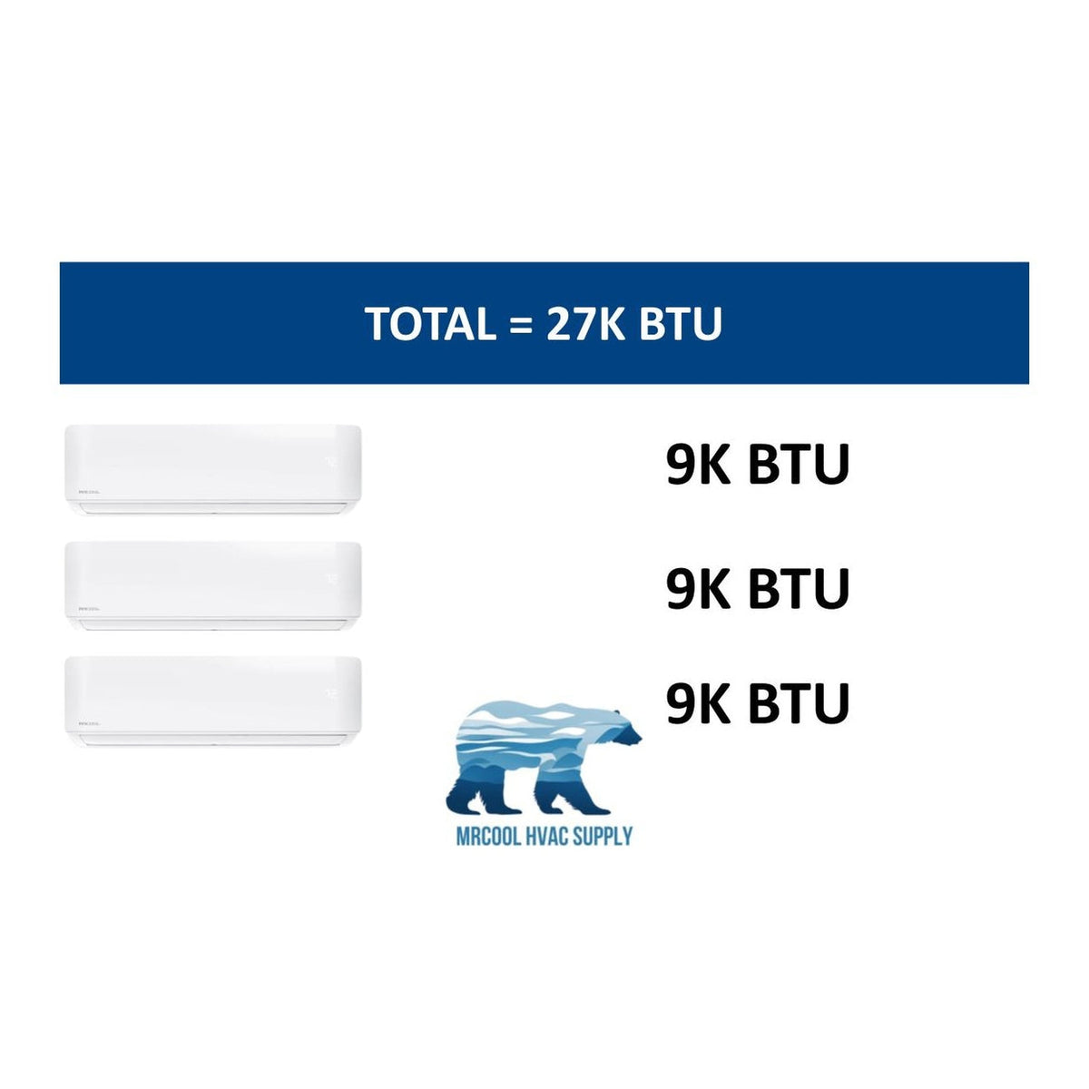 MRCOOL DIY Mini Split - 27,000 BTU 3 Zone Ductless Air Conditioner and Heat Pump, DIY-B-336HP090909