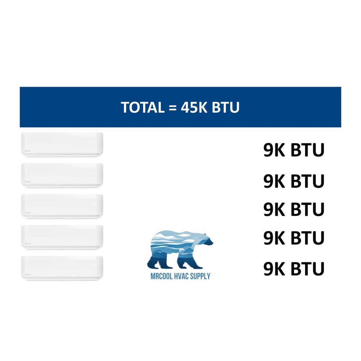 MRCOOL DIY Mini Split - 45,000 BTU 5 Zone Ductless Air Conditioner and Heat Pump with 16 ft. Install Kit, DIYM548HPW00C00