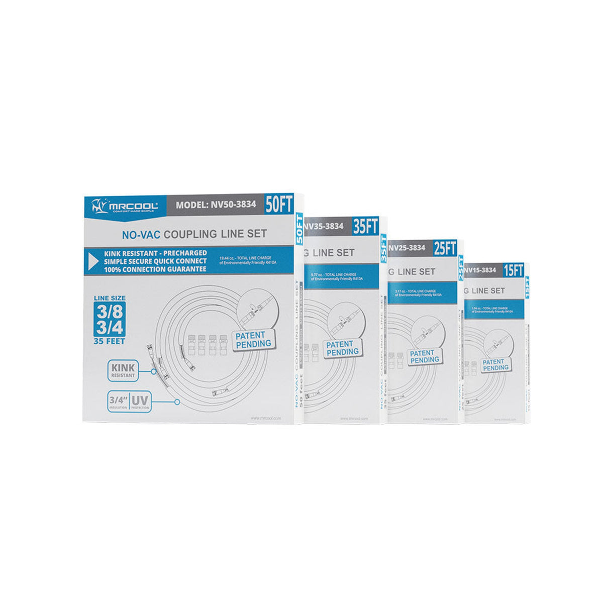 MRCOOL 15 ft. Pre-Charged 3/8" x 3/4" No-Vac Quick Connect Line Set for Gen 2 Central Ducted and VersaPro Series, NV15-3834-O