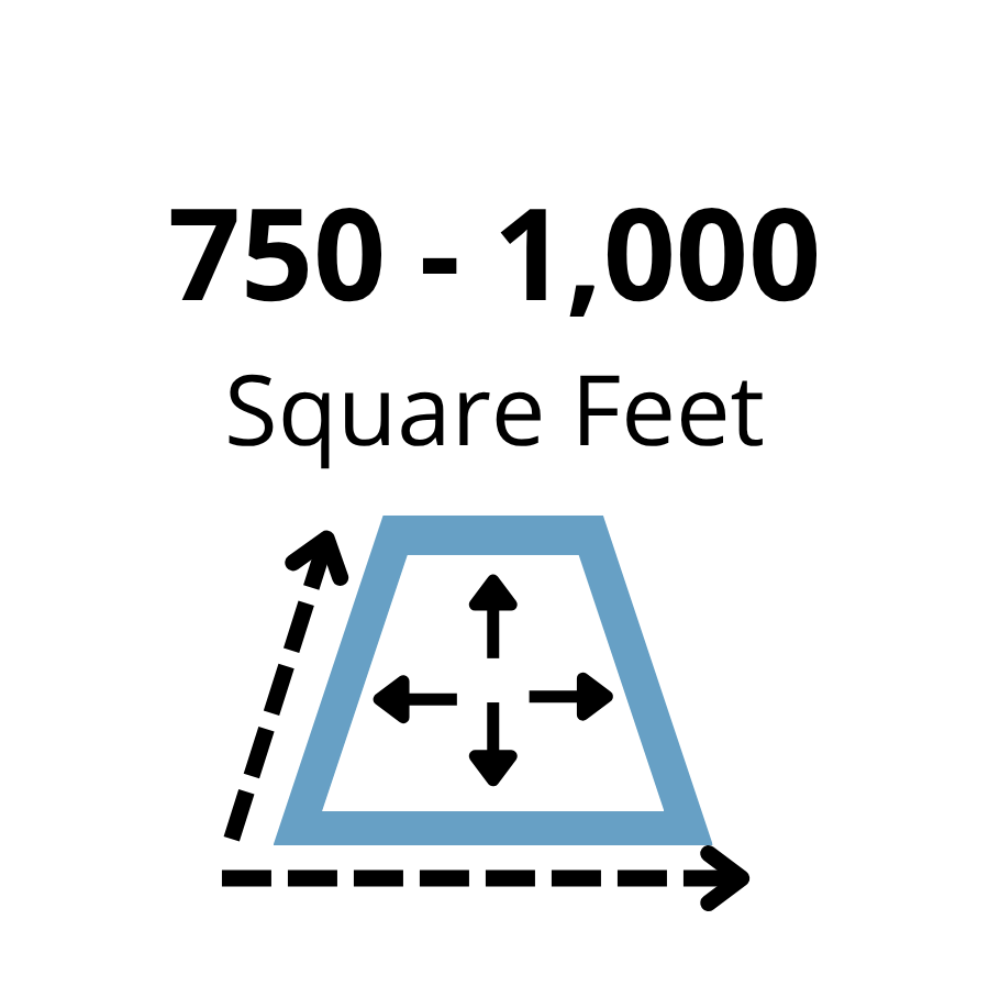 750 to 1,000 Square Feet