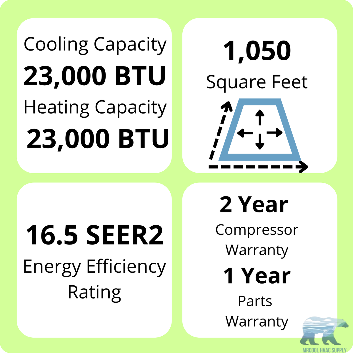 MRCOOL DIY Select 24,000 BTU Single Zone Mini Split System 230V with 11.5 ft. DIY Quick Connect Line Set, DIYS-24-HP-230A11-O