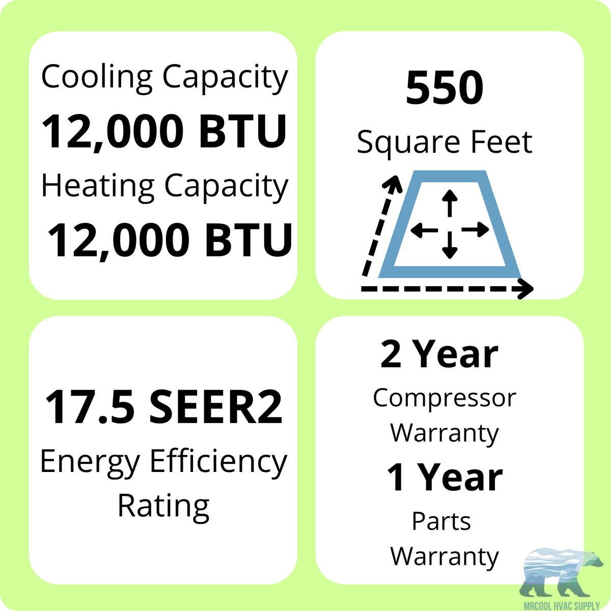 MRCOOL DIY Select 12,000 BTU Single Zone Mini Split System 115V with 11.5 ft. DIY Quick Connect Line Set, DIYS-12-HP-115A11-O