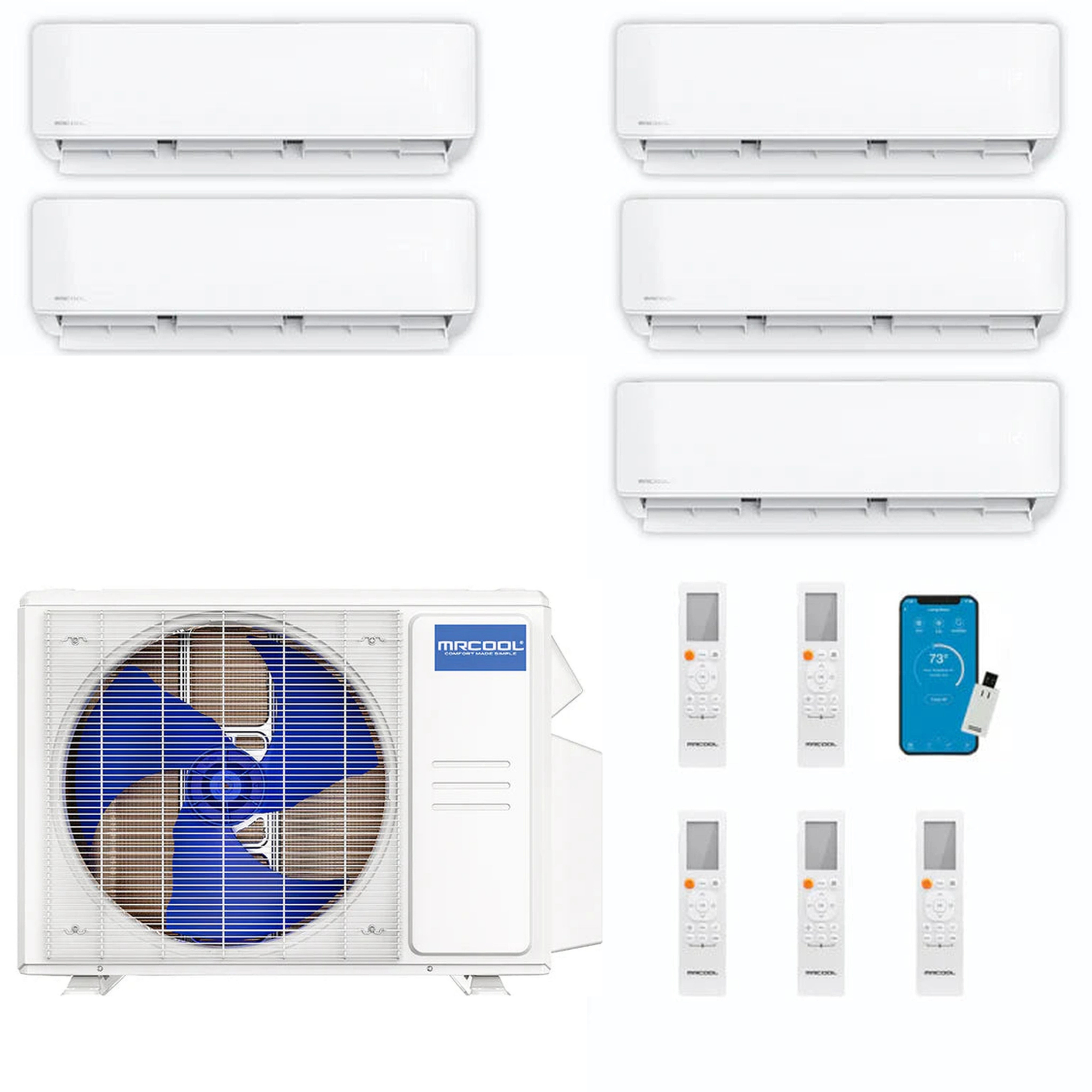 MRCOOL DIY 5th Gen 5-Zone 33,000 BTU Ductless Mini Split Air Conditioner & Heat Pump (6K+6K+6K+6K+9K), DIY5-B-36HP0606060609