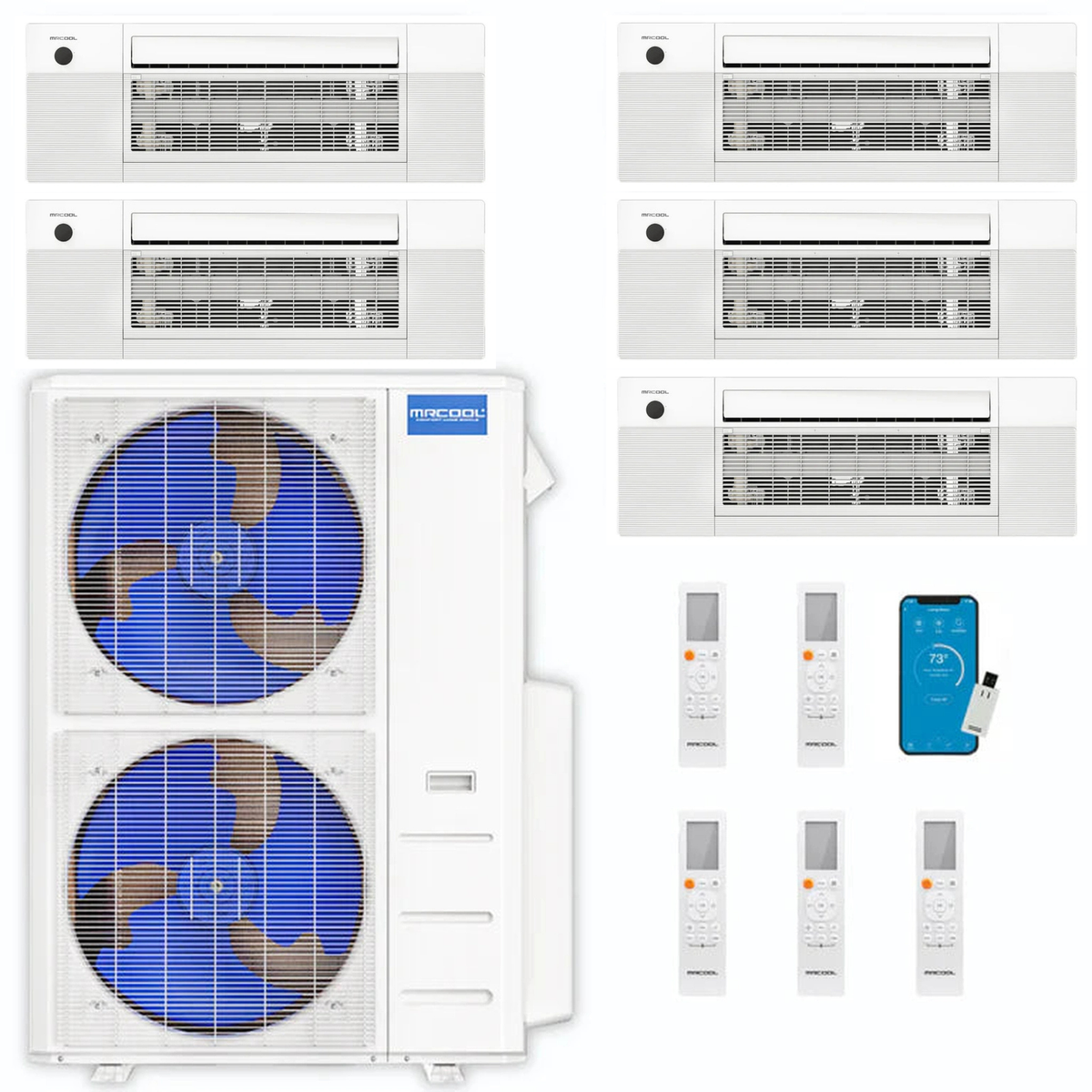 MRCOOL DIY 5th Gen 5-Zone 60,000 BTU Ceiling Cassette Ductless Mini Split Air Conditioner & Heat Pump (6K+6K+12K+18K+18K), DIY5-BC-55HP0606121818