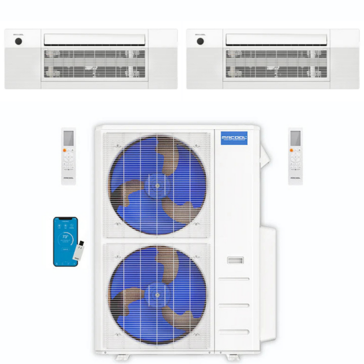 MRCOOL DIY 5th Gen 2-Zone 36,000 BTU Ceiling Cassette Ductless Mini Split Air Conditioner & Heat Pump (18K+18K), DIY2-BC-48HP1818