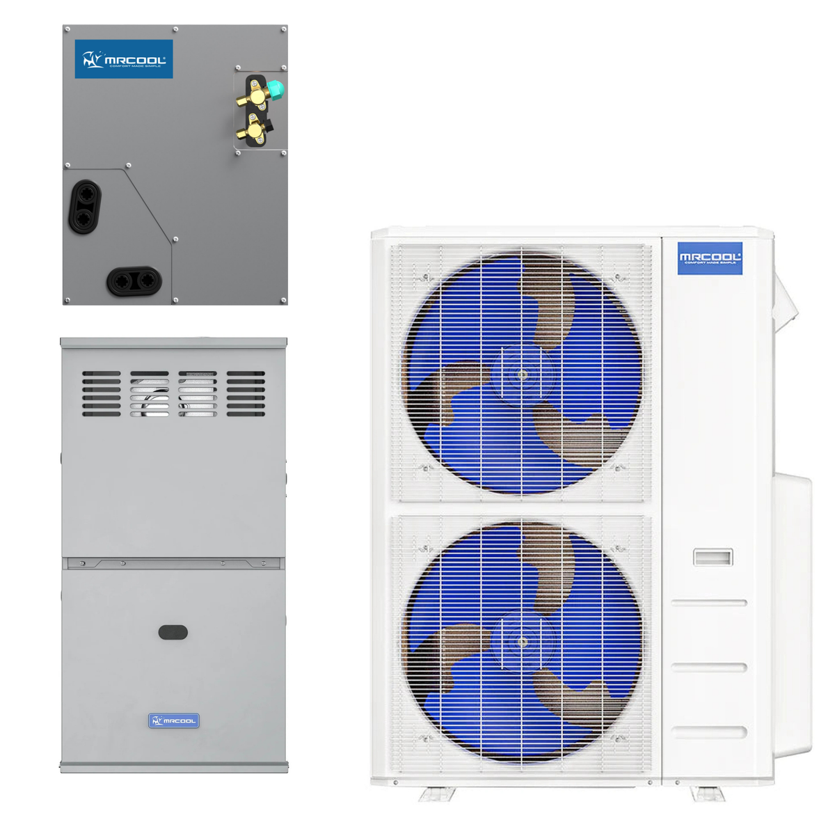 MRCOOL 5 Ton Central Hyper Heat Air Conditioner and 80% AFUE, 120K BTU 24.5" Gas Furnace Split System - Upflow, Horizontal, or Downflow