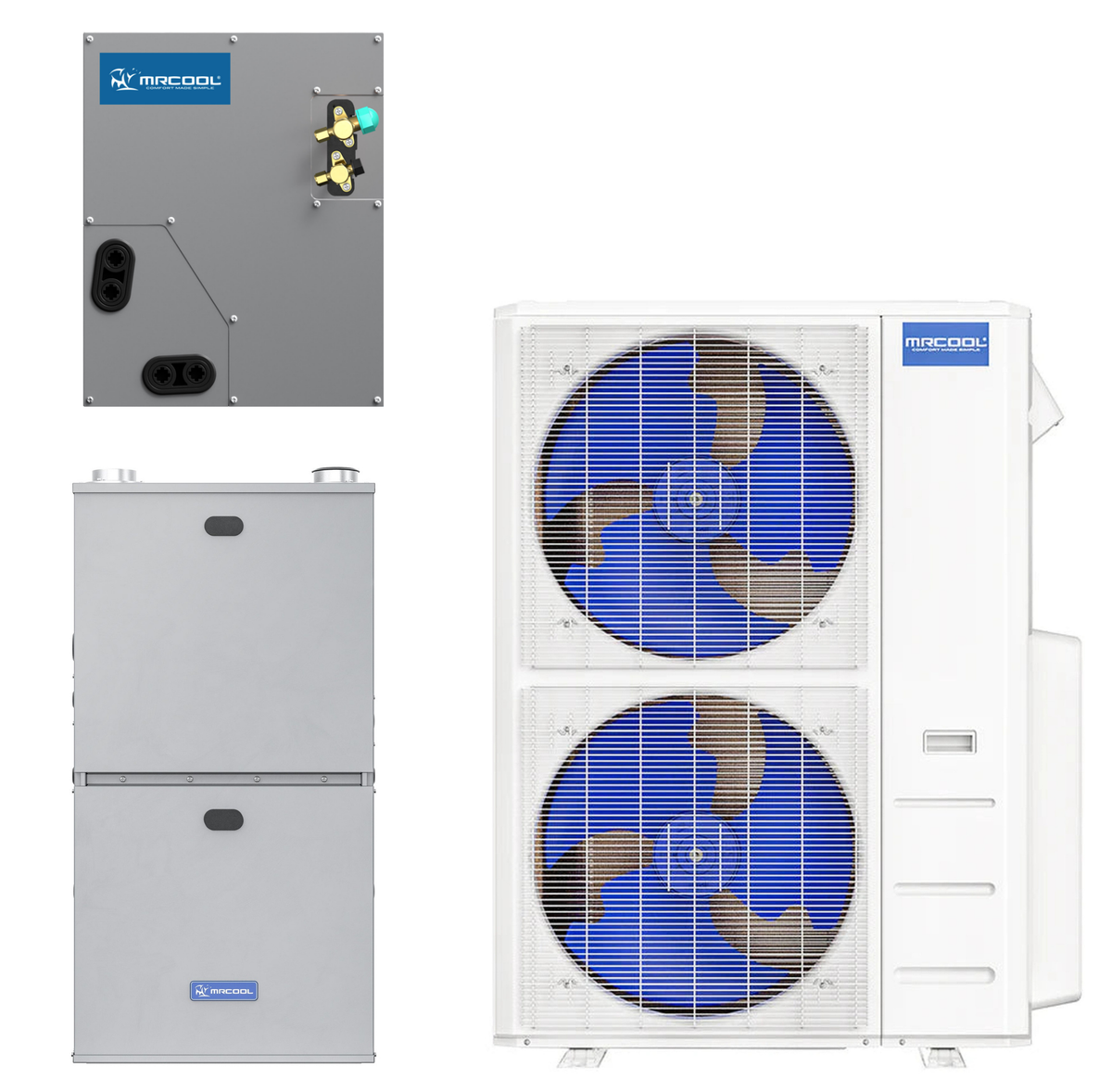 MRCOOL 5 Ton Central Hyper Heat Air Conditioner and 96% AFUE, 100K BTU 21" Gas Furnace Split System - Upflow or Horizontal
