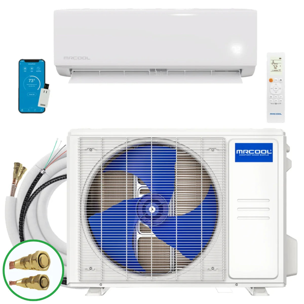 MRCOOL DIY Select 24,000 BTU Single Zone Mini Split System 230V with 11.5 ft. DIY Quick Connect Line Set, DIYS-24-HP-230A11-O