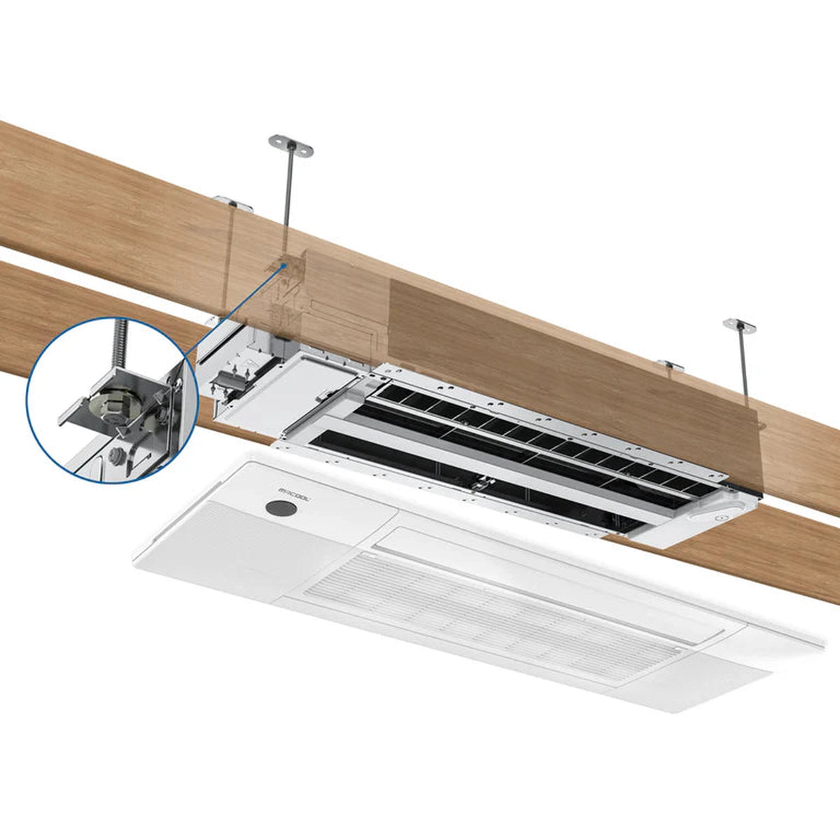 MRCOOL DIY 5th Gen 2-Zone 12,000 BTU Ceiling Cassette Ductless Mini Split Air Conditioner &amp; Heat Pump with Pre-Charged 35ft. Line Sets (6K+6K), DIYM218HPC00D11