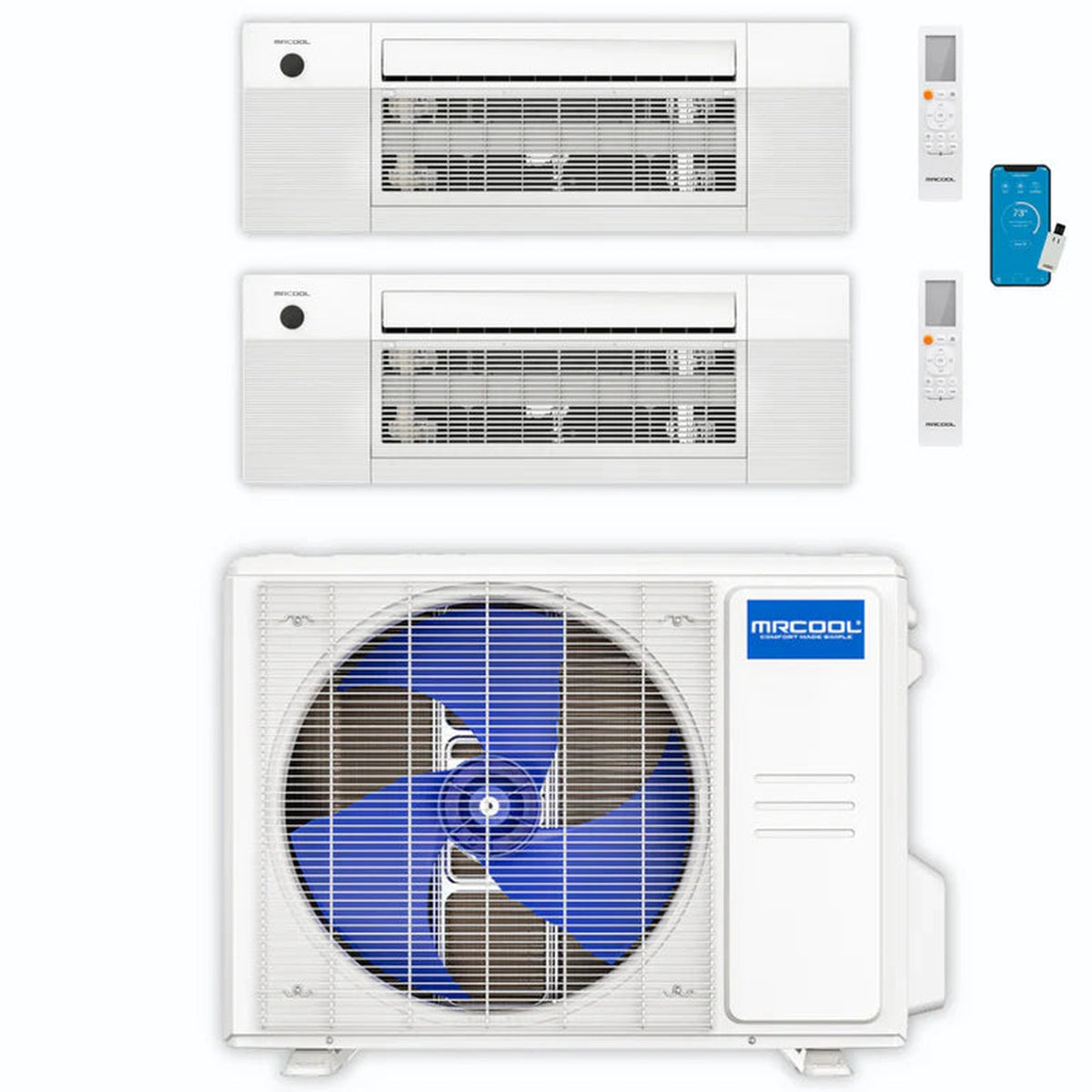 MRCOOL DIY 5th Gen 2-Zone 12,000 BTU Ceiling Cassette Ductless Mini Split Air Conditioner &amp; Heat Pump (6K+6K), DIY2-BC-18HP0606